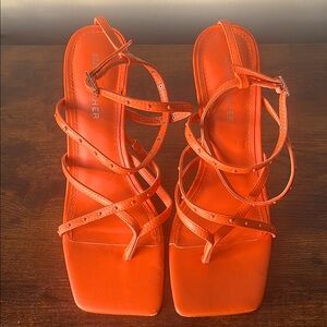 Orange Strappy Heeled Sandals by Marc Fisher